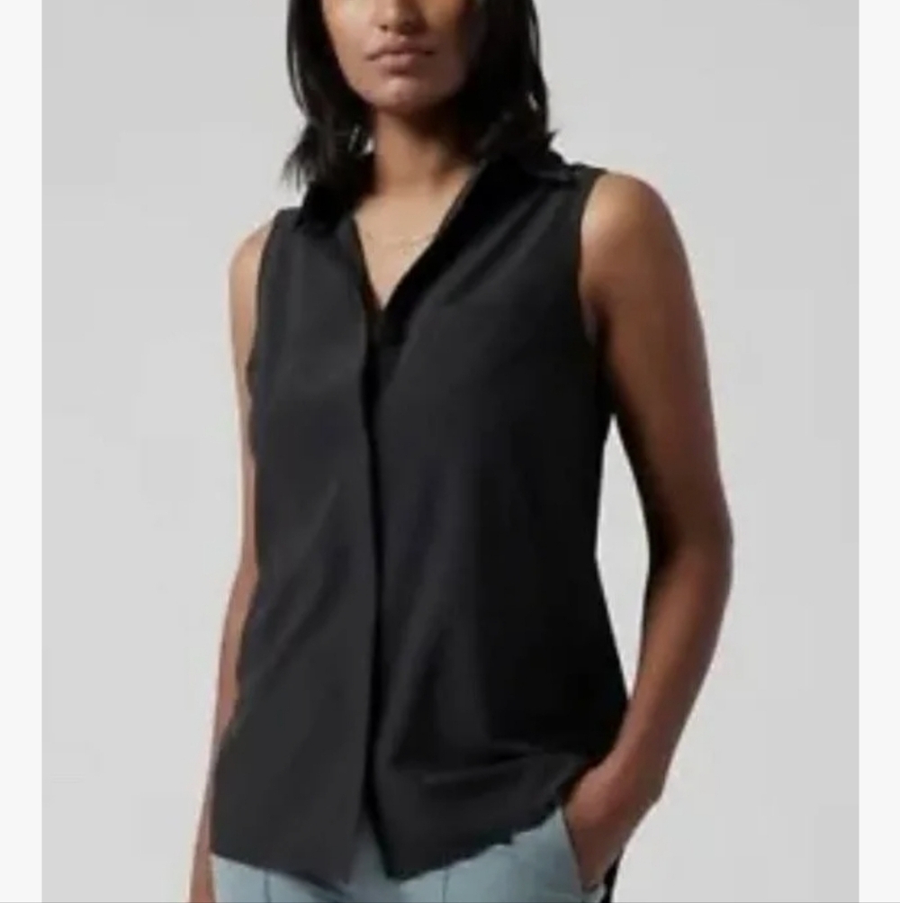 Athleta Urbanite 2.0 Women's Black Sleeveless Dress Shirt SZ SP